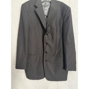Vintage Monsieur Givenchy Suit Jacket Mens 46L Black 100% Wool 4 Button Made USA